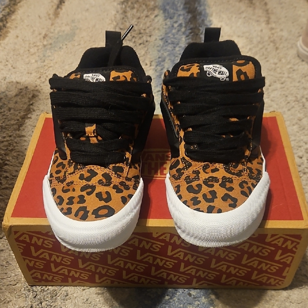 Vans Womens Leopard Print Sneakers - Black and Tan